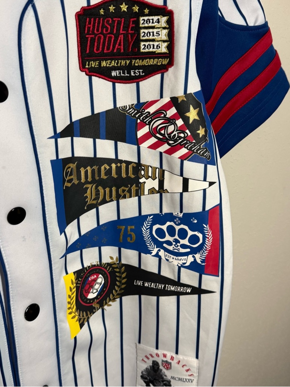 Men’s L Multicolor Hustle Today Smith and Graham Streetwear Baseball Jersey - Picture 3 of 8